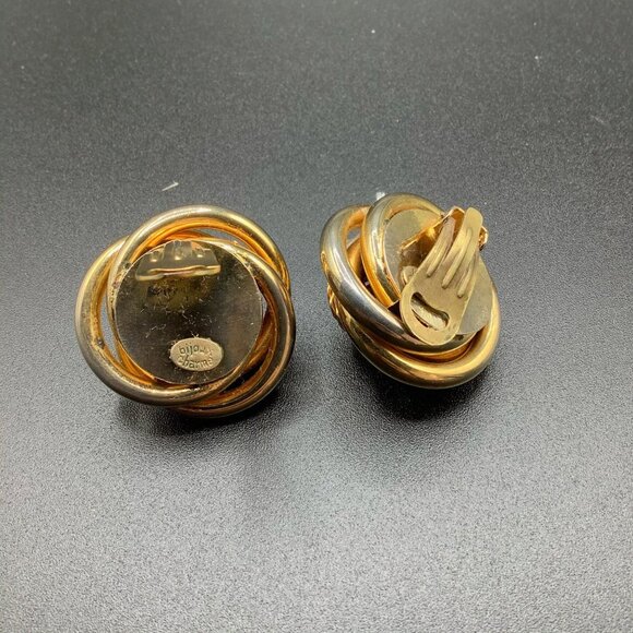 Bijoux Charme Golden Knots Earrings Chunky Knots Clip On Earrings Gold Tone - Picture 3 of 4